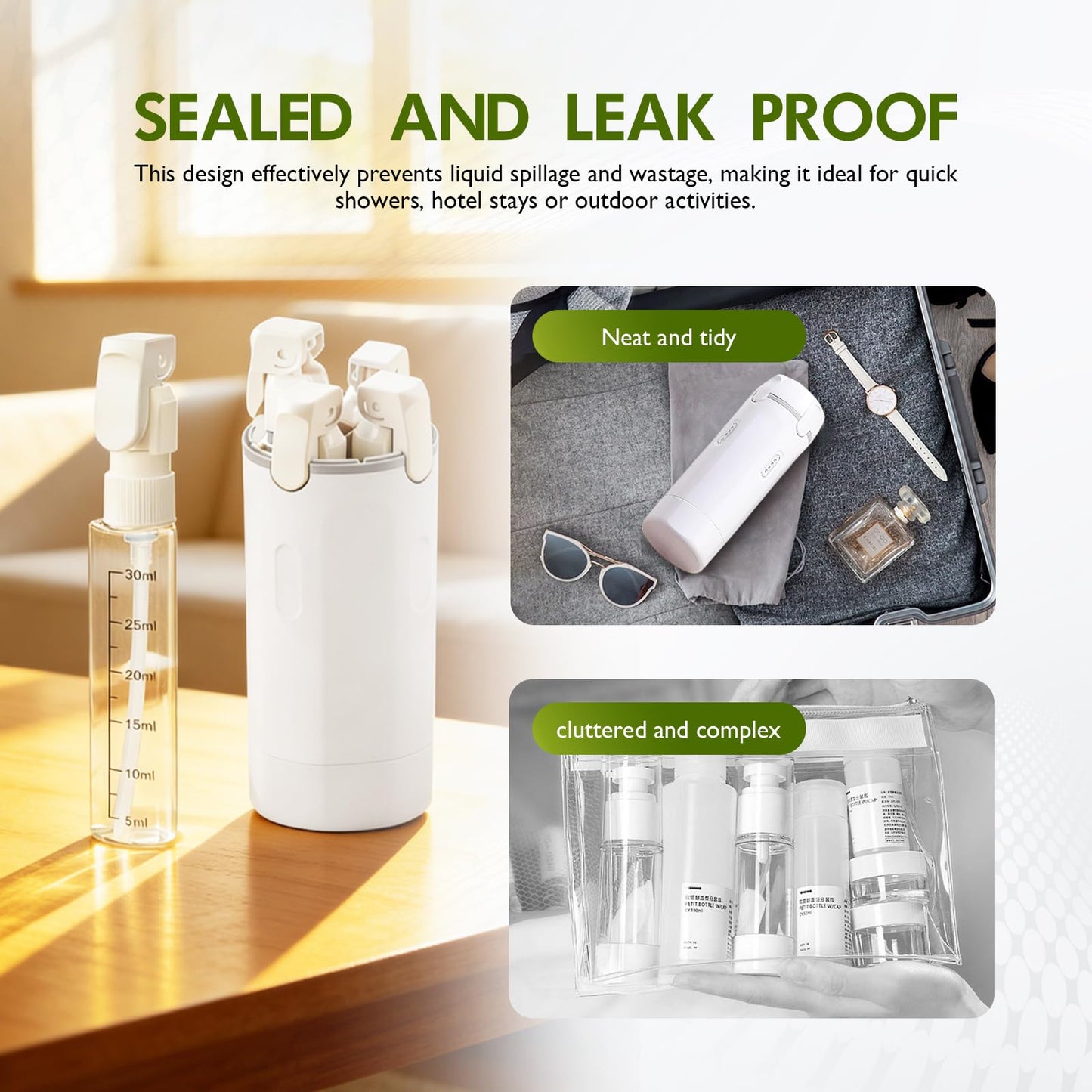 4-in-1 Leak-Proof Portable Travel Dispenser Set