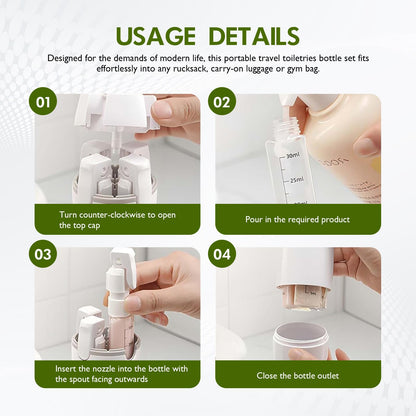4-in-1 Leak-Proof Portable Travel Dispenser Set