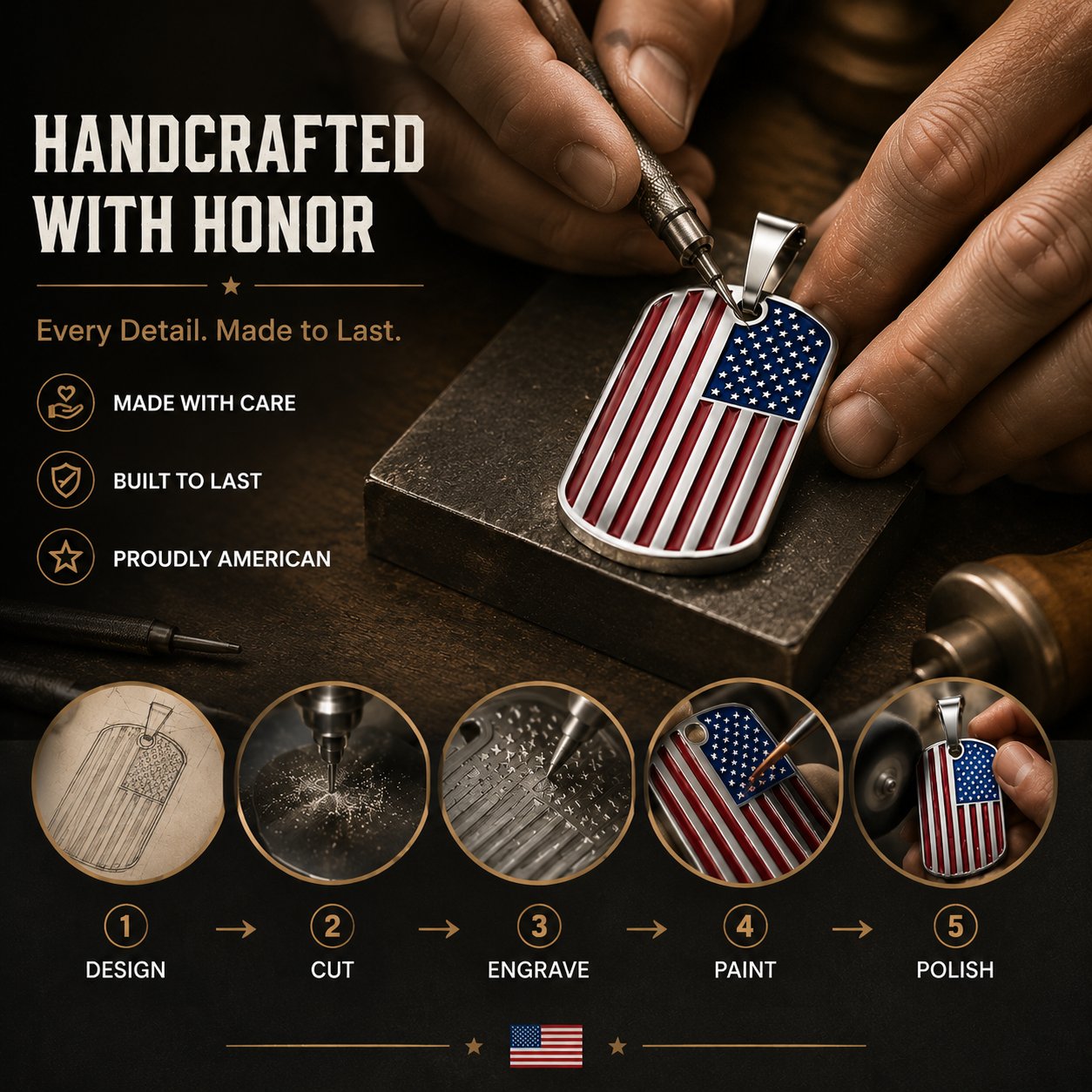 The Gift He’ll Never Forget — Handcrafted Flag Pendant